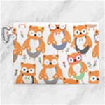 Cute Colorful Owl Cartoon Seamless Pattern Canvas Cosmetic Bag (XL)