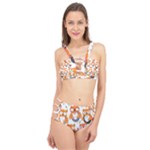 Cute Colorful Owl Cartoon Seamless Pattern Cage Up Bikini Set