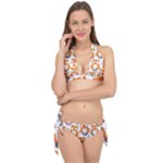 Cute Colorful Owl Cartoon Seamless Pattern Tie It Up Bikini Set