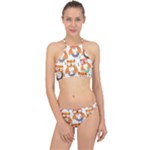 Cute Colorful Owl Cartoon Seamless Pattern Halter Bikini Set