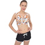 Cute Colorful Owl Cartoon Seamless Pattern V-Back Sports Bra