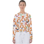 Cute Colorful Owl Cartoon Seamless Pattern Women s Slouchy Sweat