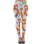 Cute Colorful Owl Cartoon Seamless Pattern Lightweight Velour Leggings