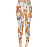 Cute Colorful Owl Cartoon Seamless Pattern Inside Out Leggings