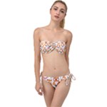 Cute Colorful Owl Cartoon Seamless Pattern Twist Bandeau Bikini Set