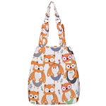 Cute Colorful Owl Cartoon Seamless Pattern Center Zip Backpack