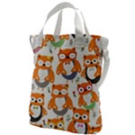 Cute Colorful Owl Cartoon Seamless Pattern Canvas Messenger Bag