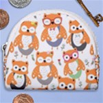 Cute Colorful Owl Cartoon Seamless Pattern Horseshoe Style Canvas Pouch