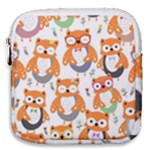 Cute Colorful Owl Cartoon Seamless Pattern Mini Square Pouch