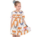 Cute Colorful Owl Cartoon Seamless Pattern Kids  Sailor Dress