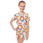 Cute Colorful Owl Cartoon Seamless Pattern Kids  Mesh T-Shirt and Shorts Set