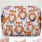Cute Colorful Owl Cartoon Seamless Pattern Make Up Pouch (Large)
