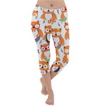 Cute Colorful Owl Cartoon Seamless Pattern Lightweight Velour Capri Yoga Leggings