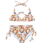 Cute Colorful Owl Cartoon Seamless Pattern Kids  Classic Bikini Set