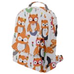 Cute Colorful Owl Cartoon Seamless Pattern Flap Pocket Backpack (Small)