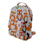 Cute Colorful Owl Cartoon Seamless Pattern Flap Pocket Backpack (Large)