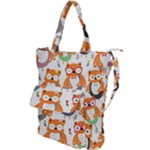 Cute Colorful Owl Cartoon Seamless Pattern Shoulder Tote Bag