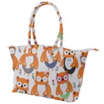 Cute Colorful Owl Cartoon Seamless Pattern Canvas Shoulder Bag