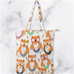Cute Colorful Owl Cartoon Seamless Pattern Double Zip Up Tote Bag