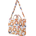 Cute Colorful Owl Cartoon Seamless Pattern Square Shoulder Tote Bag