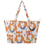 Cute Colorful Owl Cartoon Seamless Pattern Full Print Shoulder Bag