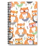 Cute Colorful Owl Cartoon Seamless Pattern 5.5  x 8.5  Notebook