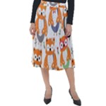 Cute Colorful Owl Cartoon Seamless Pattern Classic Velour Midi Skirt 