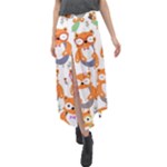 Cute Colorful Owl Cartoon Seamless Pattern Velour Split Maxi Skirt