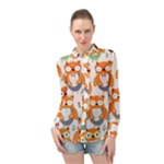 Cute Colorful Owl Cartoon Seamless Pattern Long Sleeve Chiffon Shirt