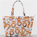 Cute Colorful Owl Cartoon Seamless Pattern Back Pocket Shoulder Bag 