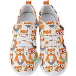 Cute Colorful Owl Cartoon Seamless Pattern Men s Velcro Strap Shoes
