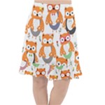 Cute Colorful Owl Cartoon Seamless Pattern Fishtail Chiffon Skirt