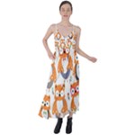Cute Colorful Owl Cartoon Seamless Pattern Tie Back Maxi Dress