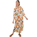 Cute Colorful Owl Cartoon Seamless Pattern Grecian Style  Maxi Dress