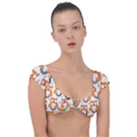 Cute Colorful Owl Cartoon Seamless Pattern Cap Sleeve Ring Bikini Top