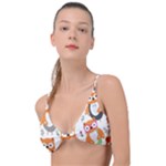 Cute Colorful Owl Cartoon Seamless Pattern Knot Up Bikini Top