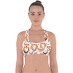 Cute Colorful Owl Cartoon Seamless Pattern Cross Back Hipster Bikini Top 
