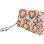 Cute Colorful Owl Cartoon Seamless Pattern Wristlet Pouch Bag (Small)