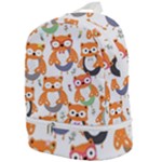 Cute Colorful Owl Cartoon Seamless Pattern Zip Bottom Backpack