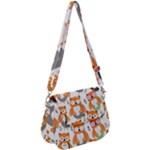 Cute Colorful Owl Cartoon Seamless Pattern Saddle Handbag