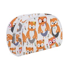 Cute Colorful Owl Cartoon Seamless Pattern Make Up Case (Small) from ArtsNow.com
