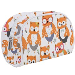 Cute Colorful Owl Cartoon Seamless Pattern Make Up Case (Large) from ArtsNow.com