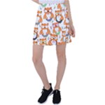 Cute Colorful Owl Cartoon Seamless Pattern Tennis Skirt