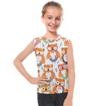 Cute Colorful Owl Cartoon Seamless Pattern Kids  Mesh Tank Top