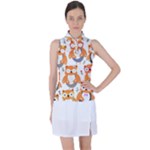 Cute Colorful Owl Cartoon Seamless Pattern Women s Sleeveless Polo T-Shirt