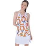 Cute Colorful Owl Cartoon Seamless Pattern Racer Back Mesh Tank Top