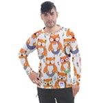 Cute Colorful Owl Cartoon Seamless Pattern Men s Pique Long Sleeve T-Shirt