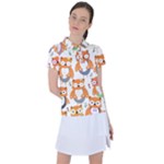Cute Colorful Owl Cartoon Seamless Pattern Women s Polo T-Shirt