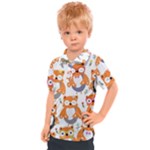Cute Colorful Owl Cartoon Seamless Pattern Kids  Polo T-Shirt