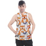 Cute Colorful Owl Cartoon Seamless Pattern Men s Sleeveless Hoodie